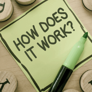 Text asks, 'How does it work?' with marker.