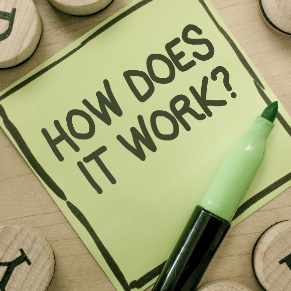 Text asks, 'How does it work?' with marker.